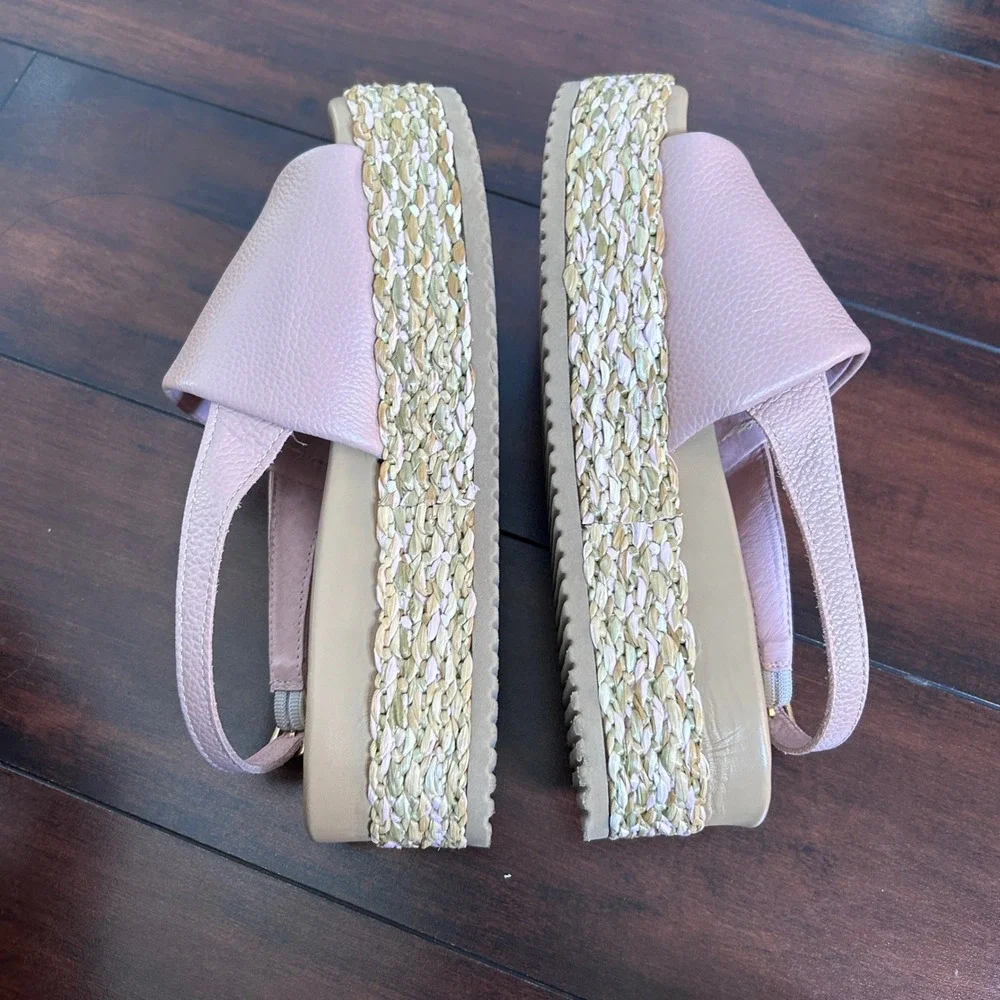 Sole Bliss Brandy Platform Espadrille Sandals Women size 37 Bunion Bed Leather